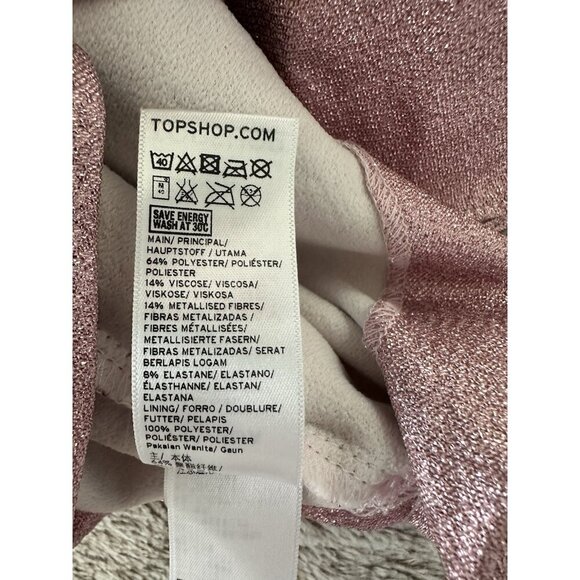 Topshop One Shoulder Glitter Textured Ruffled Mini Party Dress Pink Size 2 NWT - Picture 15 of 16